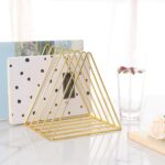 Sooyee 9 Slot Gold Magazine Holder,Desktop File Sorter Organizer Triangle Bookshelf Decor Home Office - Image 4