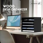 SUPEASY Wood Desk Organizer, 5 Tier Paper File Organizer for Desk, Wooden Desktop Organizer, Paper Letter Literature Mail Sorter, for Office School & Home Organization, Black - Image 5