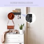 VIS'V Key Holder Wall Mount, Compact Adhesive Key Rack with Tray, 6 Hooks, 2 Mount Options, Black - Image 4