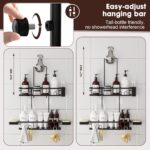 Shower Caddy Hanging, Rustproof Shower Shelves - No Drilling Inside Bath, Extended Length Shower Organizer with Soap Holder; Toothbrush Holder, Black - Image 3