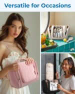 BAGSMART Travel Toiletry Bag for Women, Puffy Hanging Toiletry Bag with Hook, Water-resistant Toiletry Organizer for Full Sized Toiletries, Black - Image 3