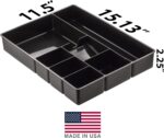Officemate Deep Drawer Organizer Tray, 8 Compartments, 2 1/4"H x 15 1/8"W x 11 1/2"D, Black - Image 3