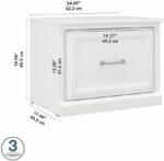Bush Furniture Woodland 24W Small Shoe Bench with Drawer in White Ash | Narrow Footwear Organizer for Home Entryway, Mudroom, and Foyer - Image 4