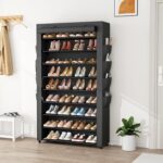 Shoe Rack with Cover, 10 Tier Shoe Organizer Storage for 40-50 Pairs Sneaker and Boots, Large Capacity, with 8 Pockets, Free Standing Tall Shoe Rack for Front Door Entrance, Closet - Image 3