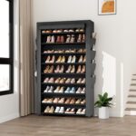 Shoe Rack with Cover, 10 Tier Shoe Organizer Storage for 40-50 Pairs Sneaker and Boots, Large Capacity, with 8 Pockets, Free Standing Tall Shoe Rack for Front Door Entrance, Closet - Image 5
