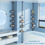 Rustproof Corner Shower Caddy Freestanding Tension Pole, 4 Large Baskets for Bathtub Shampoo Storage Organizer Bathroom Height Adjustable Shelves from 23.6 to 114.5 Inch with Towel Bar - Image 3