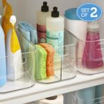 STORi Bliss 5-Compartment Plastic Cosmetics Storage Organizer, Set of 2 | Clear | Rectangular Divided Makeup Bin & Vanity Caddy with Pass-Through Handles | Round Corner Design | Made in USA - Image 4