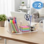 STORi Bliss 5-Compartment Plastic Cosmetics Storage Organizer, Set of 2 | Clear | Rectangular Divided Makeup Bin & Vanity Caddy with Pass-Through Handles | Round Corner Design | Made in USA - Image 5