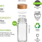 30 Pack 4 oz Glass Spice Jars with Bamboo Lids, Empty Square Spice Containers with 319 Blank＆Printed Spice Labels, Collapsible Funnel for Kitchen Cabinet, Spice Rack - Image 3