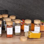 30 Pack 4 oz Glass Spice Jars with Bamboo Lids, Empty Square Spice Containers with 319 Blank＆Printed Spice Labels, Collapsible Funnel for Kitchen Cabinet, Spice Rack - Image 5