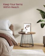 VASAGLE Round Coffee Tables, Set of 2, Modern Circle Side Tables with Steel Frame, for Living Room, Bedroom, Rustic Brown ULCT045K01 - Image 5
