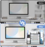 SUPEASY 5-Tier Mesh Desk Organizer with File Holder & Bookends, Metal Paper Letter Tray Organizer with 2 Pen Cups, Large-Capacity Desktop File Sorter for Home Office/School, Black - Image 6