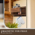 Magnetic Mail and Key Holder for Wall Fridge Wooden Mail Organizer with 4 Key Hooks Multi Functional Rack Farmhouse Style Burnt Brown for Entryway Hallway Bedroom Refrigerator - Image 4