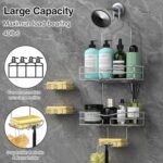 Over the Shower Head Caddy - 2-Tier Shower Caddy Hanging with 2 Movable Soap Holder, Stainless Steel Hanging Bath Organizer with High Guardrail for Bathroom, Silver - Image 3