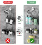 Over the Shower Head Caddy - 2-Tier Shower Caddy Hanging with 2 Movable Soap Holder, Stainless Steel Hanging Bath Organizer with High Guardrail for Bathroom, Silver - Image 5