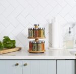 Orii 16 Jar Spice Rack with Spices Included - Rotating Countertop 2 Tier Tower Organizer for Kitchen Spices and Seasonings, (Bamboo Wood) - Image 6