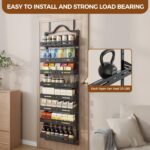 8-Tier Over The Door Pantry Organizer, Large 2 IN 1 Wall Mount or Hanging Spice Rack, Pantry Door Organizer and Storage with Adjustable Basket, Door Spice Rack for Pantry, Black - Image 5