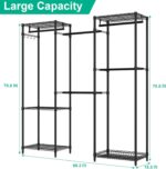 Freestanding Closet System, Large Free Standing Closet Rack Organizer for Hanging Clothes Adjustable Metal Wire Clothing Rack with 5 Shelves & 5 Rods, Black - Image 7