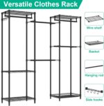 Freestanding Closet System, Large Free Standing Closet Rack Organizer for Hanging Clothes Adjustable Metal Wire Clothing Rack with 5 Shelves & 5 Rods, Black - Image 8