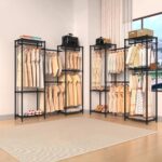 Freestanding Closet System, Large Free Standing Closet Rack Organizer for Hanging Clothes Adjustable Metal Wire Clothing Rack with 5 Shelves & 5 Rods, Black - Image 9