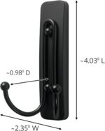 Command Large Matte Black Double Hooks, 2 Hooks and 2 Strips, Damage Free Hanging Wall Hooks with Adhesive Strips, No Tools Coat Hooks for Hanging Home Decor, Holds up to 4 lb - Image 3