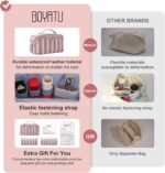 BOYATU Travel Makeup Bag for Women: Large Cosmetic Bag Set of 3 - PU Leather Make up Bag with Compartments - Compact Waterproof Toiletry Bag with Divider & Handle (B-1-Pink) - Image 3