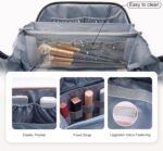 BOYATU Travel Makeup Bag for Women: Large Cosmetic Bag Set of 3 - PU Leather Make up Bag with Compartments - Compact Waterproof Toiletry Bag with Divider & Handle (B-1-Pink) - Image 5