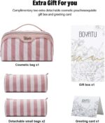 BOYATU Travel Makeup Bag for Women: Large Cosmetic Bag Set of 3 - PU Leather Make up Bag with Compartments - Compact Waterproof Toiletry Bag with Divider & Handle (B-1-Pink) - Image 7