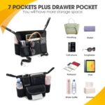 Black Car Handbag Holder Between Seats Suede Car Storage Bag Large Capacity 7 Compartment Purse Phone Ipad Automotive Consoles Organizer Safe Barrier of Pet Kids… - Image 3