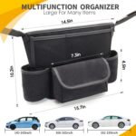 Black Car Handbag Holder Between Seats Suede Car Storage Bag Large Capacity 7 Compartment Purse Phone Ipad Automotive Consoles Organizer Safe Barrier of Pet Kids… - Image 6