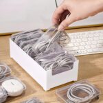 Cable Organizer Storage Box with 7 Wire Ties,Desktop Cable Management Box with Switch, Power Cord Organizer for Office,Home,Desk Accessories Storage Stationery Supplies（Clear） - Image 4