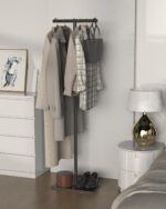 T-shaped Coat Rack Freestanding, Modern Clothes Rack with Rock Slab Base, Heavy-duty Metal Coat Tree for Boutiques, Hallway, Entryway, 68.9 Inches High, Black, GYJ001B - Image 3