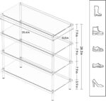 Aquiver 4-Tier Acrylic Shoe Rack - Shoe Rack Organizer - Modern Shoe Storage Shelf, Holds 12-16 Pairs of Shoes for Entryway, Closet - 25.6'' L x 11.8'' W x 28.3'' H, Clear, Easy Assembly & Clean - Image 4