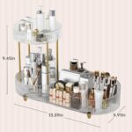 Beborxue Makeup Organizer Countertop for Vanity, 360 Rotating Cosmetic Skincare Perfume Organizers, Large Capacity Cosmetic Display Case for Dresser, Bathroom Countertop (Clear) - Image 3