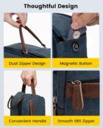 Vorspack Canvas Toiletry Bag for Men - Water Resistant Travel Bag for Toiletries, Bathroom Essentials, Accessories - Navy Blue - Image 5