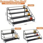 4 Tier Spice Rack Organizer for Cabinet, Step Adjustable Spice Shelf Seasoning Organizer with Non Slip Tiers, Expandable Metal Spice Rack for Kitchen Countertop, Pantry, Cupboard – Black - Image 4