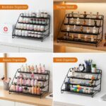 4 Tier Spice Rack Organizer for Cabinet, Step Adjustable Spice Shelf Seasoning Organizer with Non Slip Tiers, Expandable Metal Spice Rack for Kitchen Countertop, Pantry, Cupboard – Black - Image 5