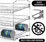 Simple Houseware Stackable Can Organizer Rack for Pantry/Cabinet – 11.5" D x 17" W x 13.75" H, Holds 36 Cans, 3-Tier Can Food Storage Dispenser, Chrome - Image 5