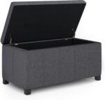 SIMPLIHOME Dover Storage Ottoman Bench - 36 inch Wide Upholstered Linen Look Fabric Rectangular Lift-Top Ottoman in Slate Grey, Contemporary Bench for Living Room with Safety Hinges - Image 5