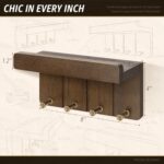 Rebee Vision Farmhouse Key Holder Wall Mount - Small Key and Mail Holder for Wall with 4 Hooks and Mini Floating Shelf - Ideal Apartment Essentials for Room Decor Aesthetic (Rustic Brown) - Image 6