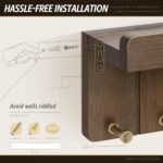 Rebee Vision Farmhouse Key Holder Wall Mount - Small Key and Mail Holder for Wall with 4 Hooks and Mini Floating Shelf - Ideal Apartment Essentials for Room Decor Aesthetic (Rustic Brown) - Image 7