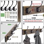 IBosins Wall Mounted Coat Rack, Entryway Hanging , Metal Wood Rack with 4 Black Literary Rustic Hooks Rail for Scarf, Bag, Towel, Key, Cap, Cup, Hat (Brown) - Image 3