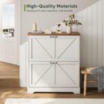 Shoe Cabinet, Shoe Storage Cabinet for Entryway with 2 Flip Drawers, Narrow Farmhouse Shoe Organizer Cabinet, Slim Shoe Rack Cabinet, White - Image 4