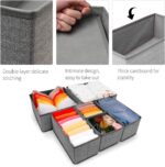 Criusia Foldable Underwear Drawer Organizer, Closet Dividers, Storage Box for Clothes, Socks (6 Bins, Gray) - Image 3