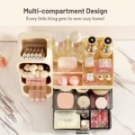 Aveniee Makeup Organizer with Drawers, Large Bathroom Countertop Storage for Vanity, Cosmetic & Skincare Display Case for Brushes, Perfumes, Lipsticks (Cream White) - Image 4