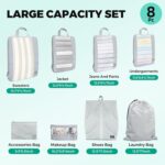 8PC Packing Cubes for Travel Compression Luggage Organizer Bags for Travelers Airline Cruise Car Train Travel Bags Packing Cubes,Grey 8 pcs - Image 3