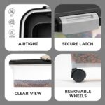 IRIS USA Airtight Dog Food Storage Container, Up to 54 lbs, Attachable Wheels, For Dog Cat Bird and Other Pet Food Storage Bin, Keep Fresh, Translucent Body, Easy Mobility, Black - Image 5