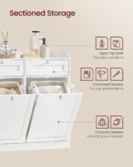 VASAGLE Laundry Cabinet with Tilt-Out Basket, Freestanding Storage Unit with Drawer and Laundry Hamper, for Bathroom, Living Room, 15.8 x 31.1 x 31.5 Inches, Cloud White UBBC751W01 - Image 4