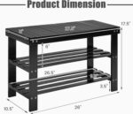 Giantex Entryway Shoe Bench, Bamboo Shoe Shelf Organizer Holds up to 6 Pairs, 3-Tier Black Shoe Storage Rack Heels, Slippers for Entry, Living Room, Bathroom (Black) - Image 4
