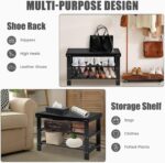 Giantex Entryway Shoe Bench, Bamboo Shoe Shelf Organizer Holds up to 6 Pairs, 3-Tier Black Shoe Storage Rack Heels, Slippers for Entry, Living Room, Bathroom (Black) - Image 5